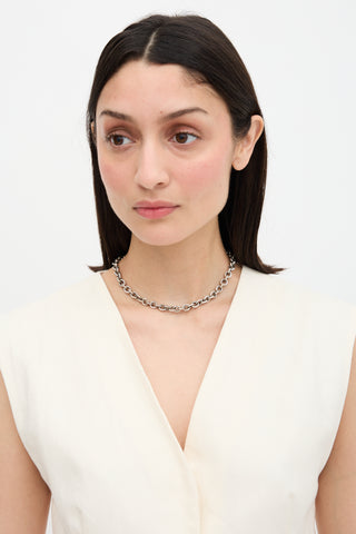 Tiffany & Co. Sterling Silver Oval Tag Necklace
