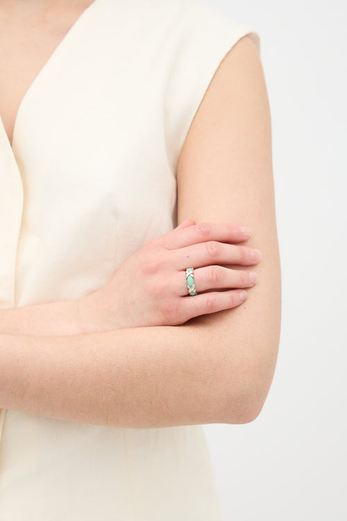 Tiffany & Co. Sterling Silver & Enamel Signature X Ring