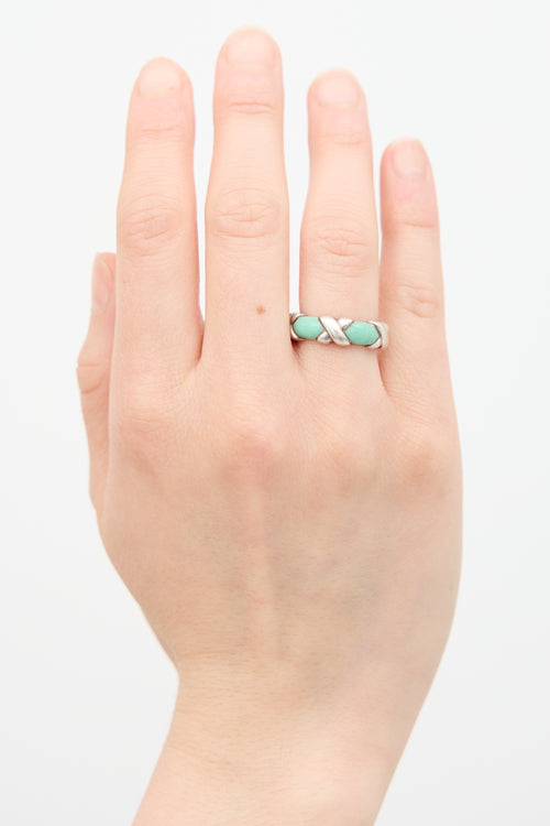 Tiffany & Co. Sterling Silver & Enamel Signature X Ring