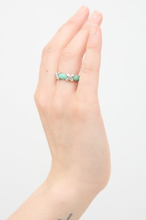 Tiffany & Co. Sterling Silver & Enamel Signature X Ring