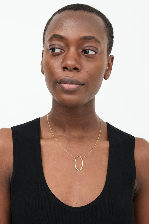 Tiffany & Co. Yellow Gold Metro Oval Pendant Necklace