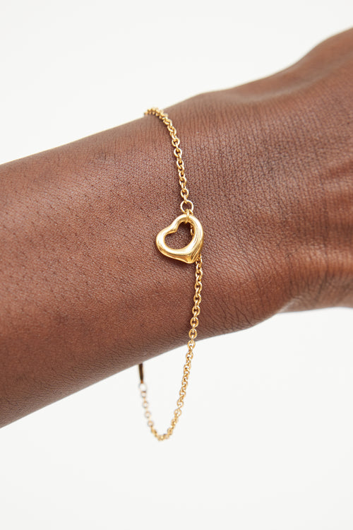 Tiffany & Co 18K Yellow Gold Open Heart Pendant Bracelet