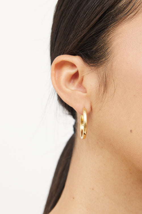 18K Yellow Gold Square Cushion Hoop