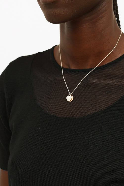 Tiffany & Co. Silver 925 Mini Double Heart Tag Necklace
