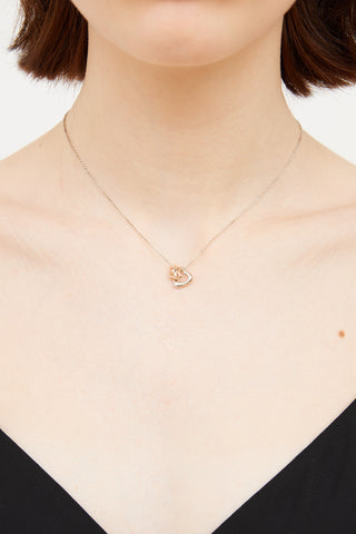 Tiffany & Co. Sterling Silver 18K Rose Gold Open Heart Necklace