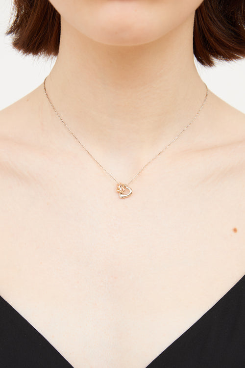 Tiffany & Co. Sterling Silver 18K Rose Gold Open Heart Necklace