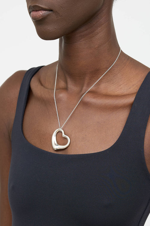 Tiffany & Co. X Elsa Peretti Sterling Silver Open Heart Necklace