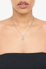 Tiffany & Co. Sterling Silver Diamond Blossom Key Necklace