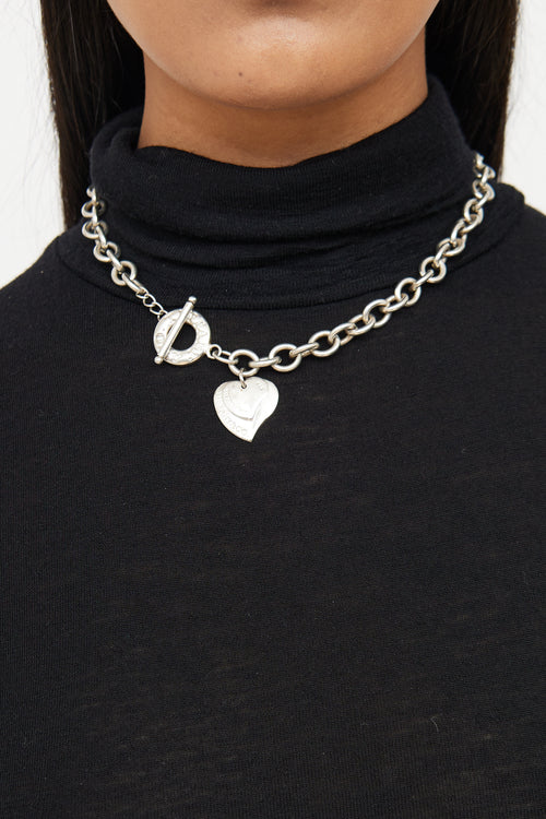 Tiffany & Co. Sterling Silver Double Heart Toggle Necklace