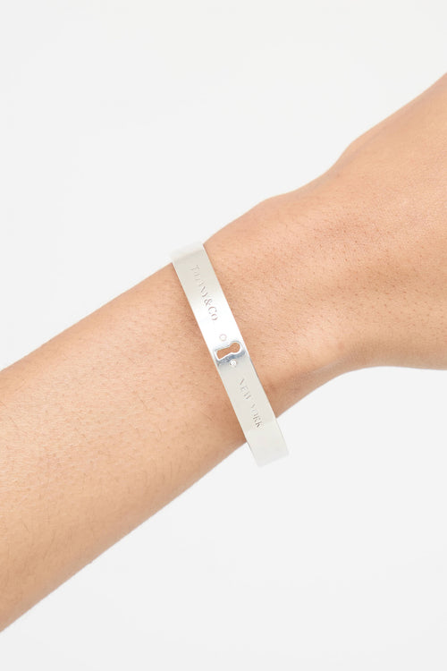 Tiffany & Co. Sterling Silver Diamond Keyhole Bangle