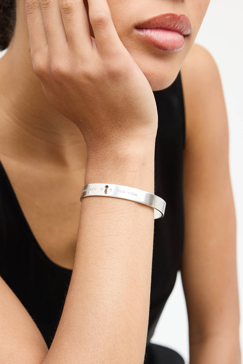 Tiffany & Co. Sterling Silver Diamond Keyhole Bangle