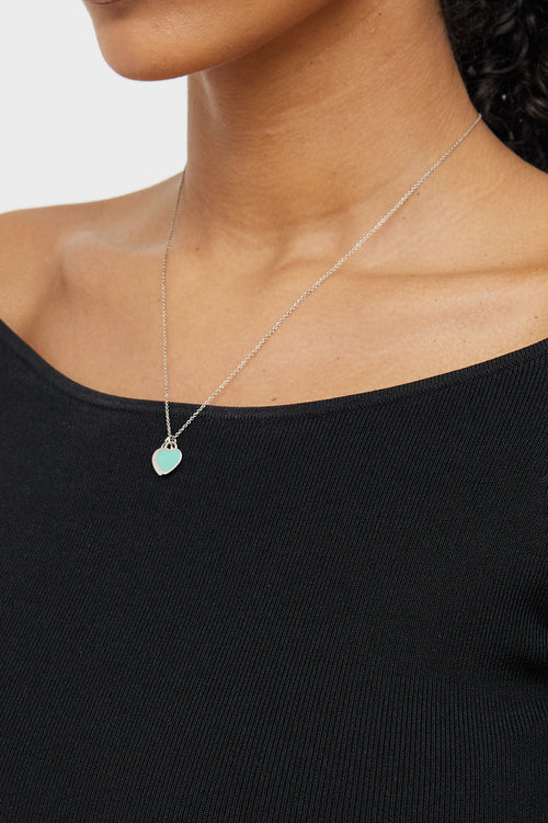 Tiffany & Co. Sterling Silver Enamel Double Heart Necklace