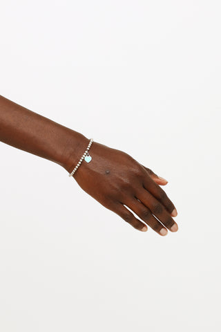 Tiffany & Co. Sterling Silver Tiffany Blue Enamel Heart Tag Bracelet