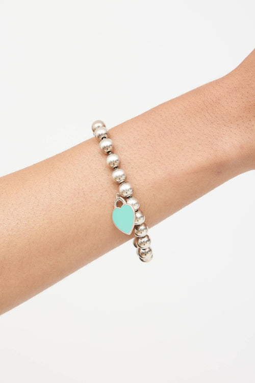 Tiffany & Co. Sterling Silver Heart Tag Ball Bracelet