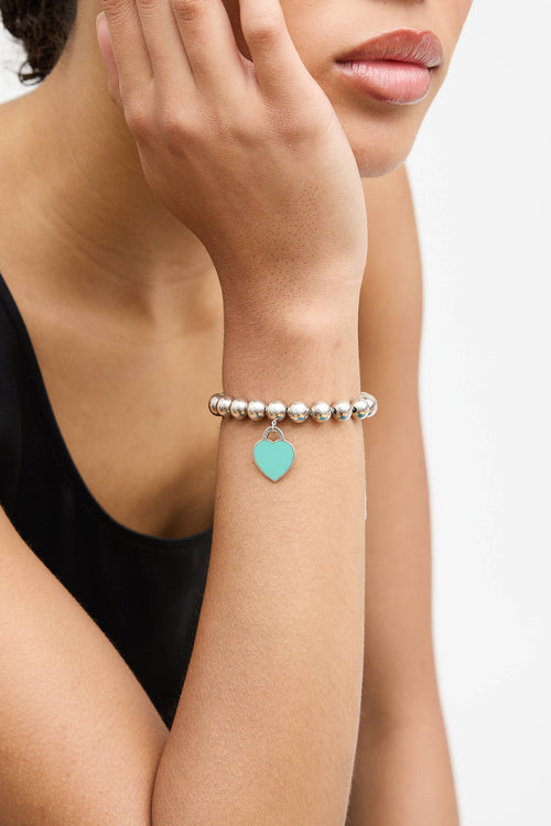 Tiffany & Co. Sterling Silver Heart Tag Ball Bracelet