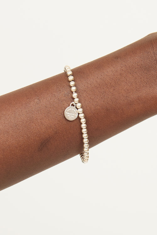 Tiffany & Co. Sterling Silver Beaded Circle Tag Bracelet