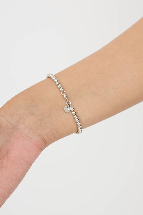 Tiffany & Co. Sterling Silver Rubedo Heart Bead Bracelet
