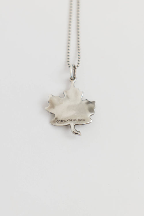 Tiffany & Co. Sterling Silver Maple Leaf Pendant Necklace