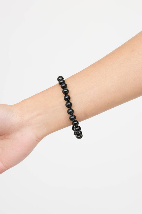 Tiffany & Co. Sterling Silver Onyx Bead Toggle Bracelet