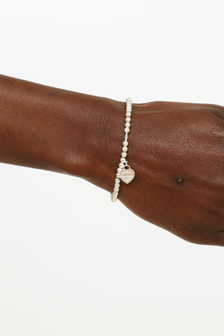 Tiffany & Co. Sterling Silver Beaded Heart Tag Bracelet