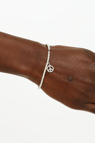 Tiffany & Co. Sterling Silver Beaded Peace Tag Bracelet