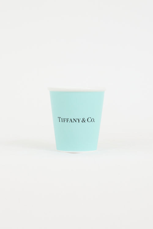 Tiffany & Co. Blue Bone China Logo Coffee Cups Set