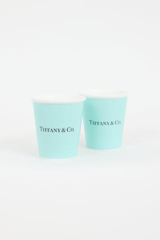 Tiffany & Co. Blue Bone China Logo Coffee Cups Set