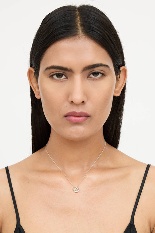 Tiffany & Co. X Elsa Peretti Sterling Silver & 18K Rose Gold Heart Necklace