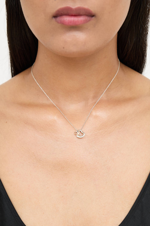 Tiffany & Co. X Elsa Peretti Sterling Silver & 18K Rose Gold Heart Necklace