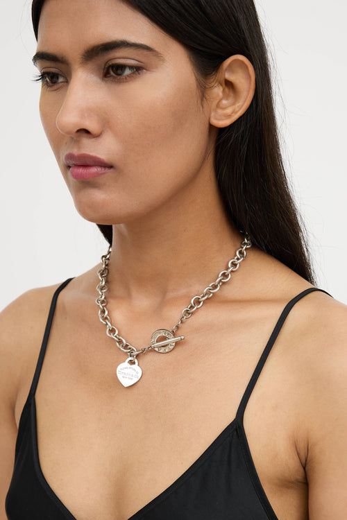 Tiffany & Co. Sterling Silver Heart Toggle Necklace