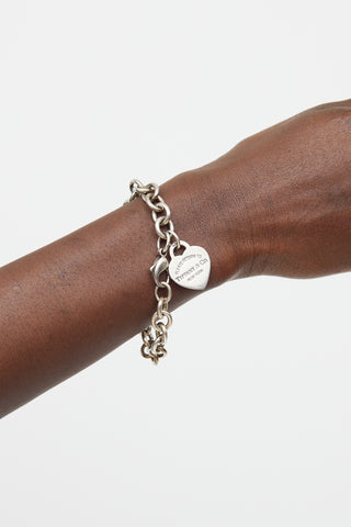 Tiffany & Co. Sterling Silver Heart Tag Chain Bracelet