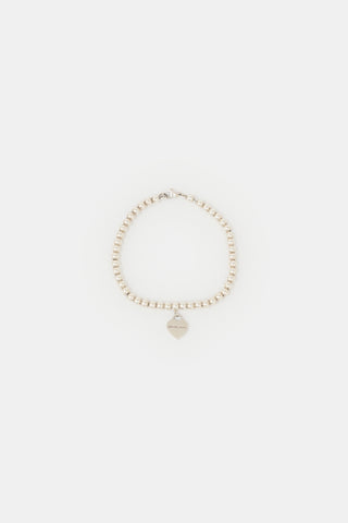 Tiffany & Co. Sterling Silver Heart Tag Bead Bracelet