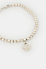 Tiffany & Co. Sterling Silver Heart Tag Bead Bracelet