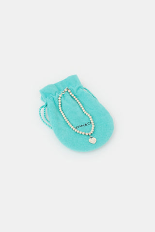 Tiffany & Co. Sterling Silver Heart Tag Bead Bracelet