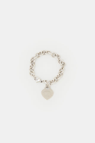 Tiffany & Co. Sterling Silver Heart Tag Chain Bracelet