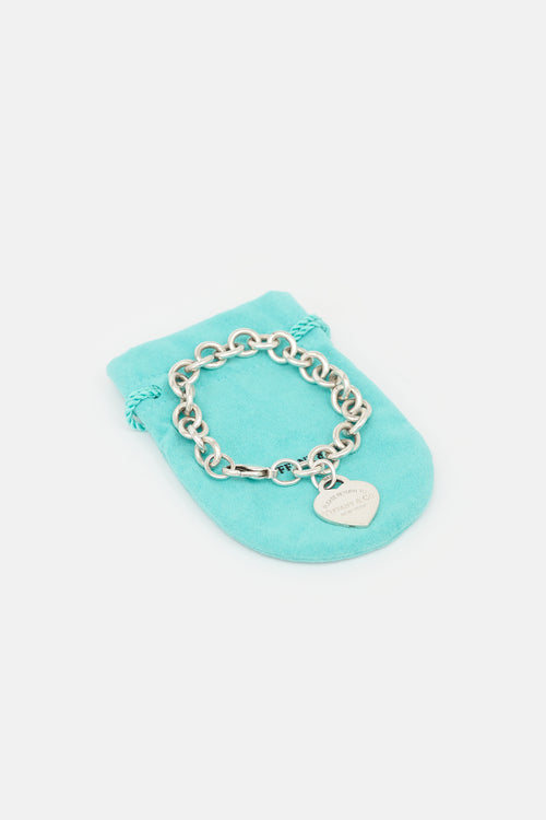 Tiffany & Co. Sterling Silver Heart Tag Chain Bracelet