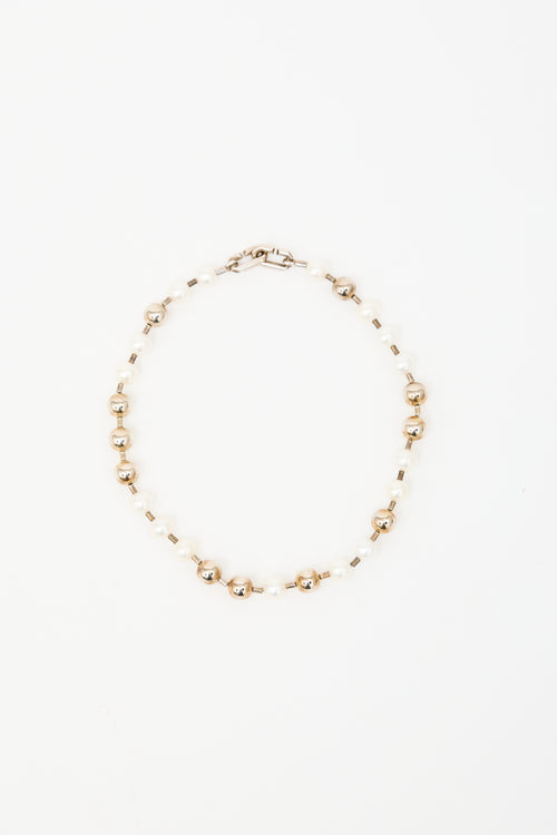 Tiffany & Co. Sterling Silver & Pearl Ball Necklace