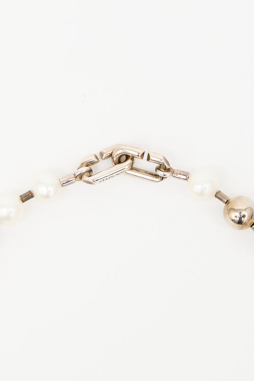 Tiffany & Co. Sterling Silver & Pearl Ball Necklace