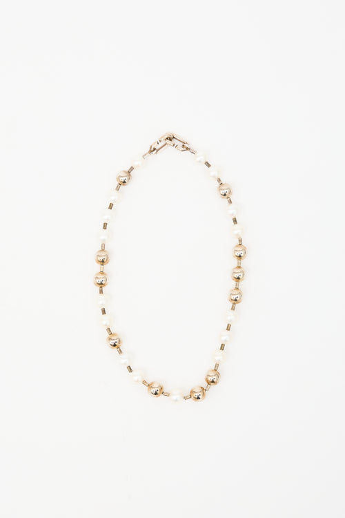 Tiffany & Co. Sterling Silver & Pearl Ball Necklace