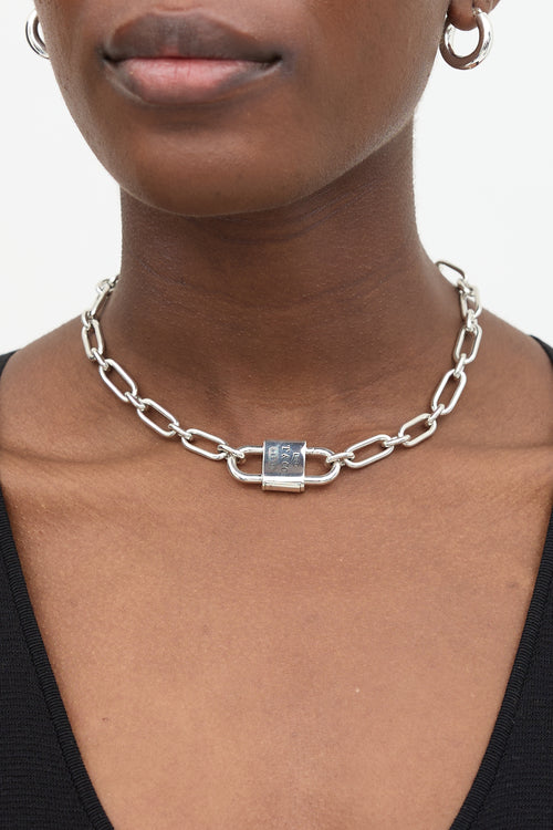 Tiffany & Co. Sterling Silver Large Double Lock 1837 Necklace