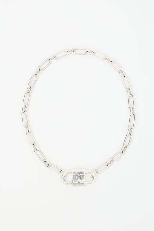 Tiffany & Co. Sterling Silver Large Double Lock 1837 Necklace