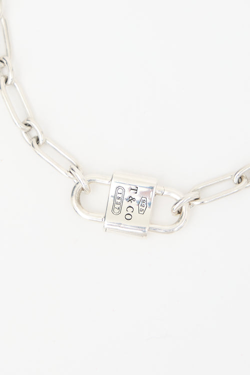 Tiffany & Co. Sterling Silver Large Double Lock 1837 Necklace