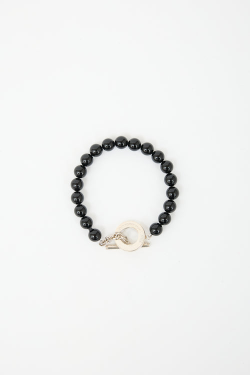 Tiffany & Co. Sterling Silver & Onyx Toggle Bracelet