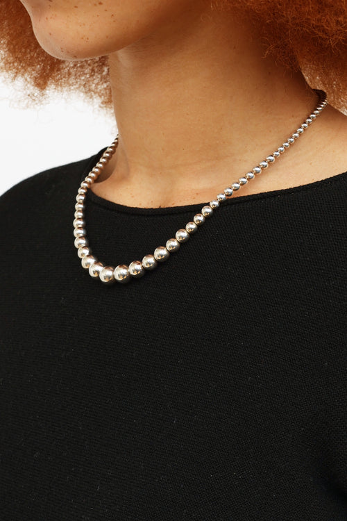 Fine Jewelry Sterling Silver Graduated Ball Necklace