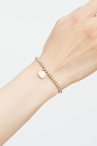 Tiffany & Co. 925 Sterling Silver Heart Tag Bead Bracelet