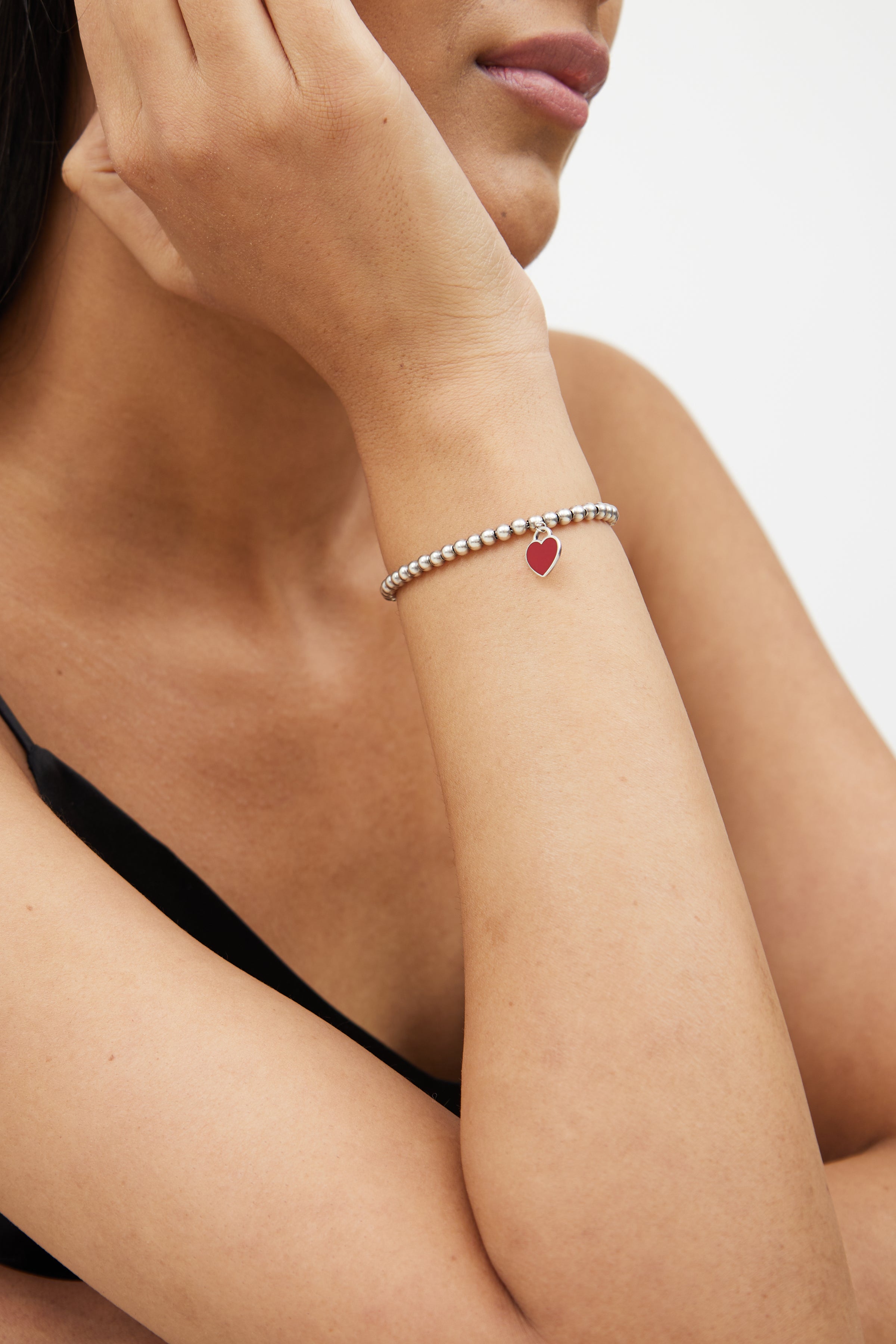 Tiffany // Sterling Silver Beaded Heart Tag Bracelet – VSP