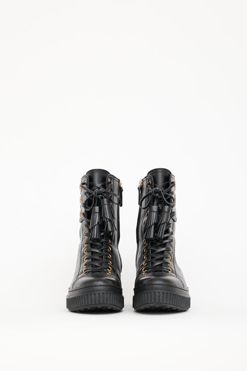 Tod's Black Leather Lace Up Boot