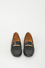 Tod's Black Leather Logo Driving Loafer