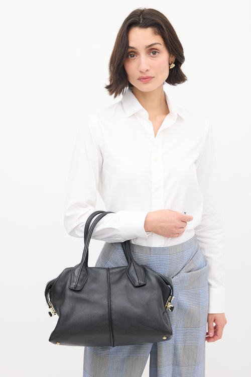 Tod's Black Leather Piccolo D-Styling Bauletto  Bag