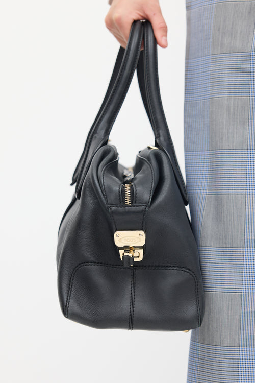 Tod's Black Leather Piccolo D-Styling Bauletto  Bag